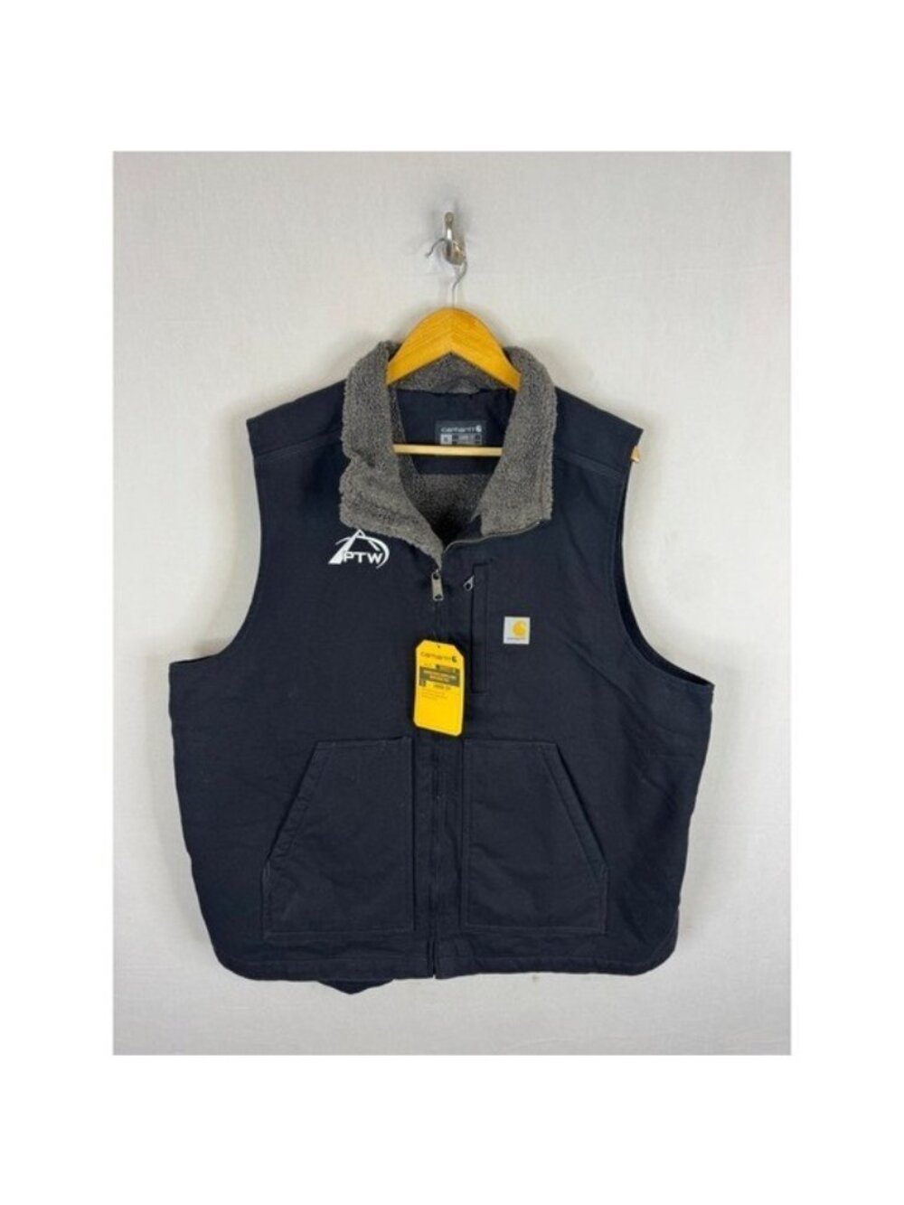 Carhartt Washed Duck Sherpa Lined Mock Neck Vest Black XL OV4277-M PTW Logo